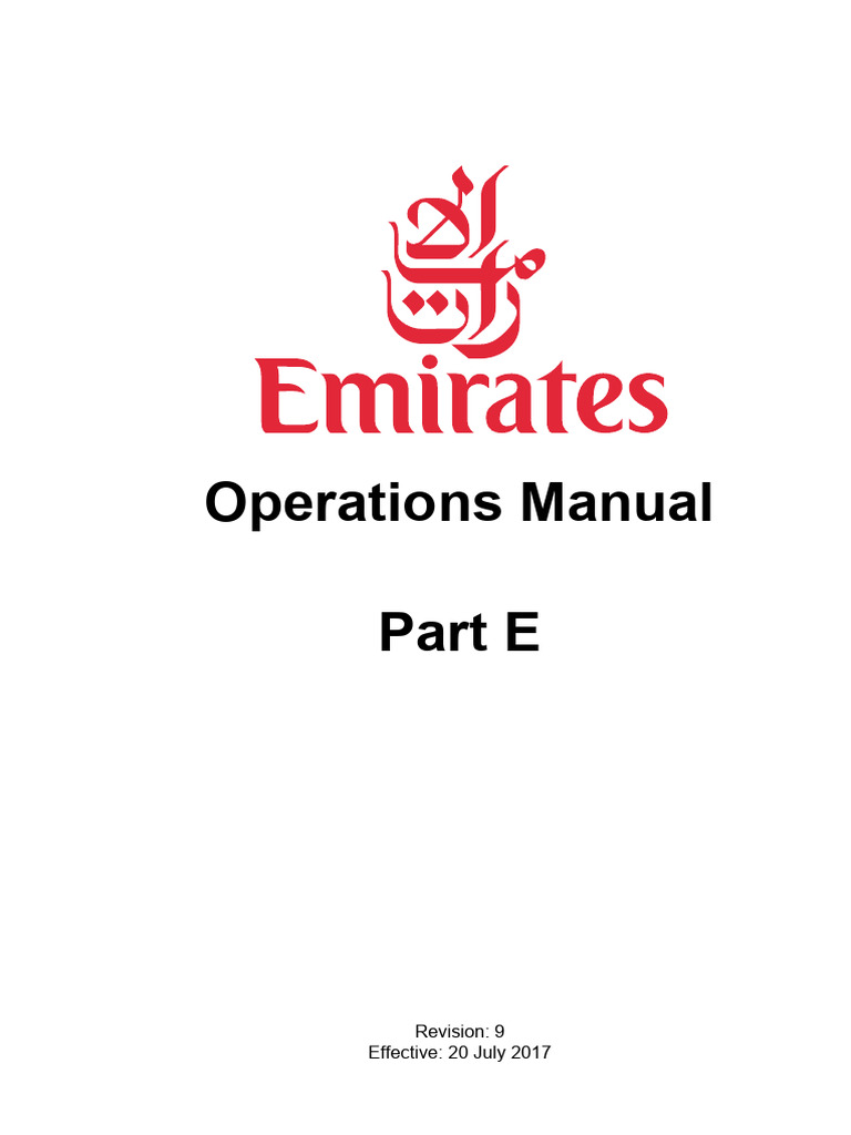 Emirates Operations Manual Part E | PDF | Flight Attendant | Aircraft