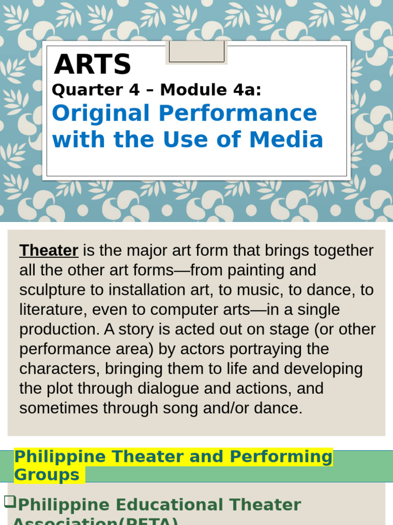 ARTS - M1 - Original Performance With The Use of Media | PDF ...