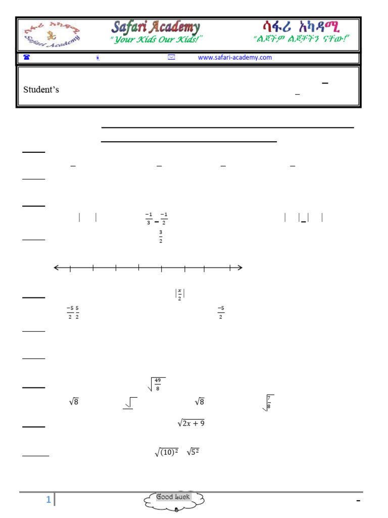 Grade 8 Mathematics Model Exam | PDF | Mathematical Concepts ...