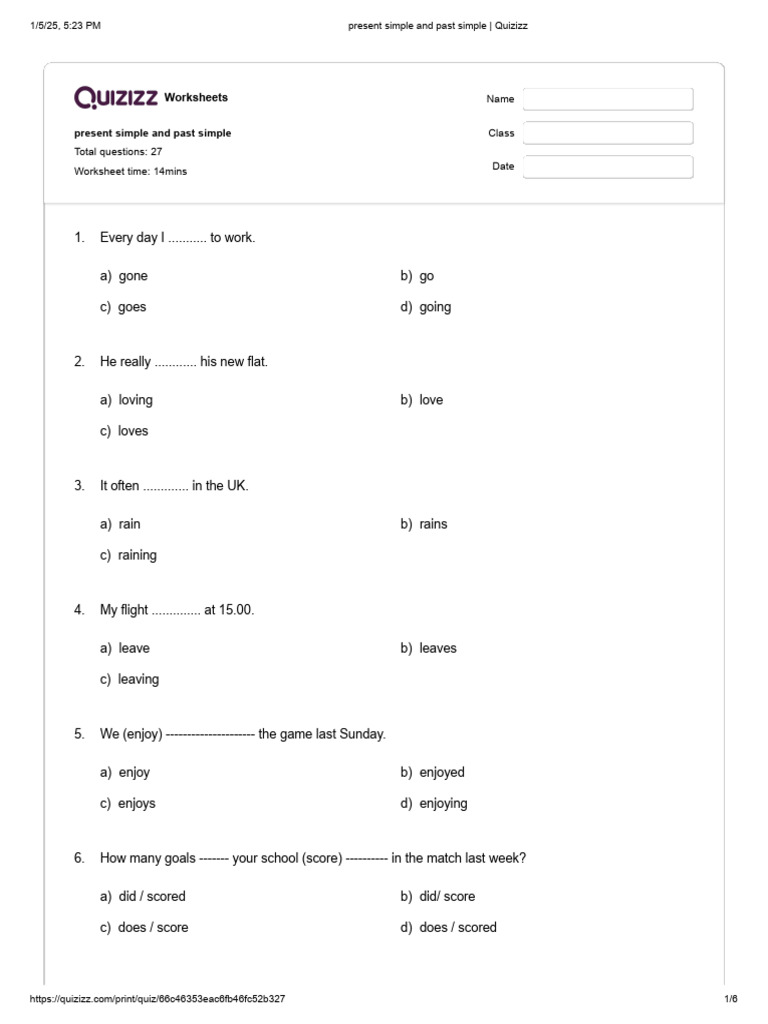 Simple Present and Past Exercises PDF | PDF