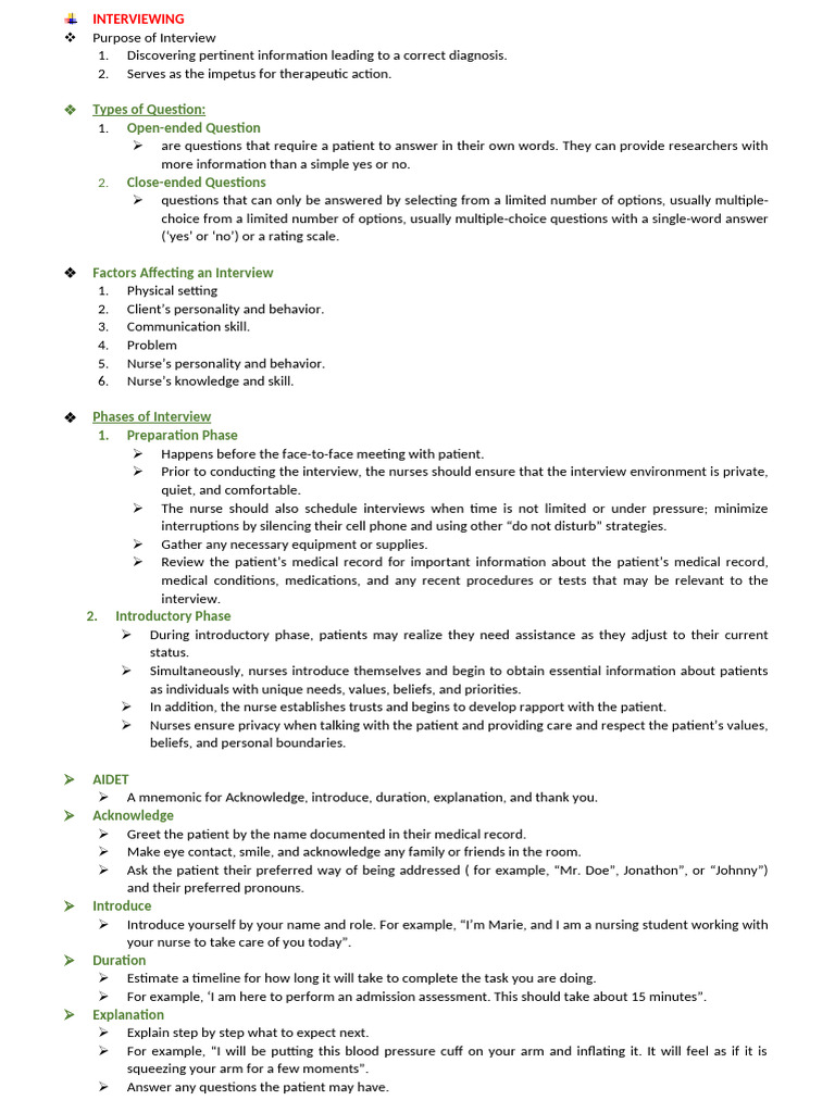 Effective Interviewing Techniques in Nursing | PDF | Physical ...