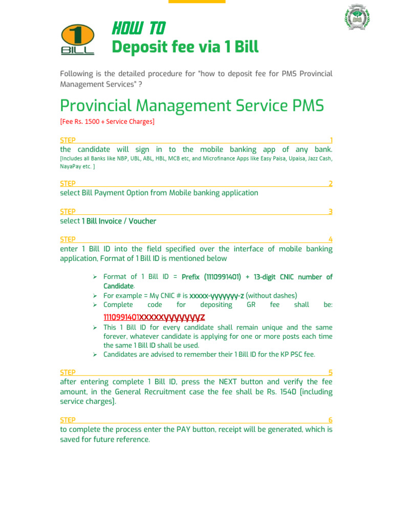 PMS Fee Deposit Procedure Guide | PDF | Fee | Business