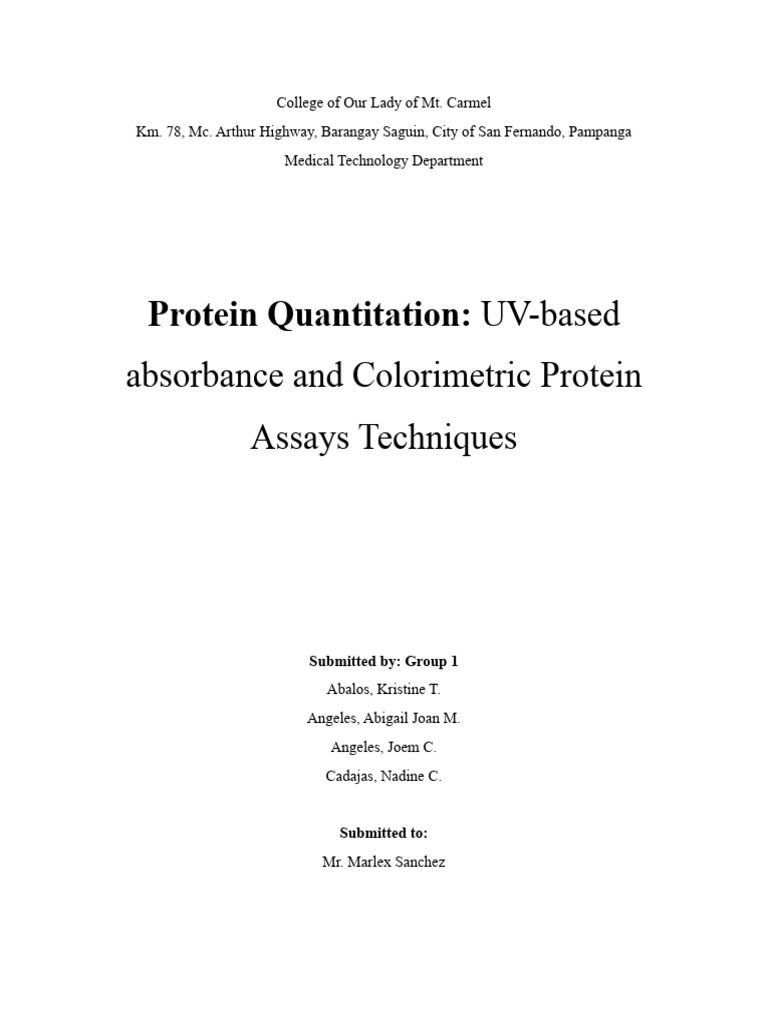 Protein Quantitation Techniques Overview | PDF | Biochemistry | Chemistry