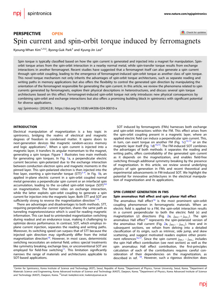 Ferromagnet-Induced Spin-Orbit Torque | PDF | Spin (Physics ...