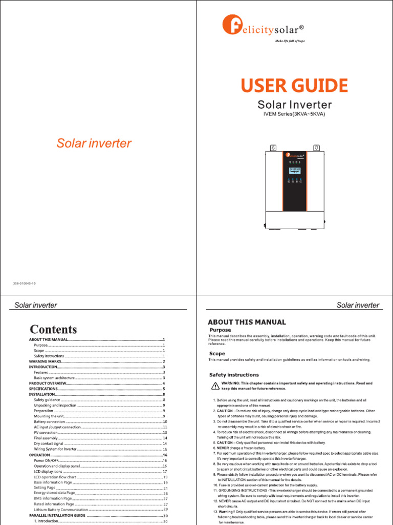 Felicity Inverter IVEM Series Manual | PDF | Power Inverter | Direct ...