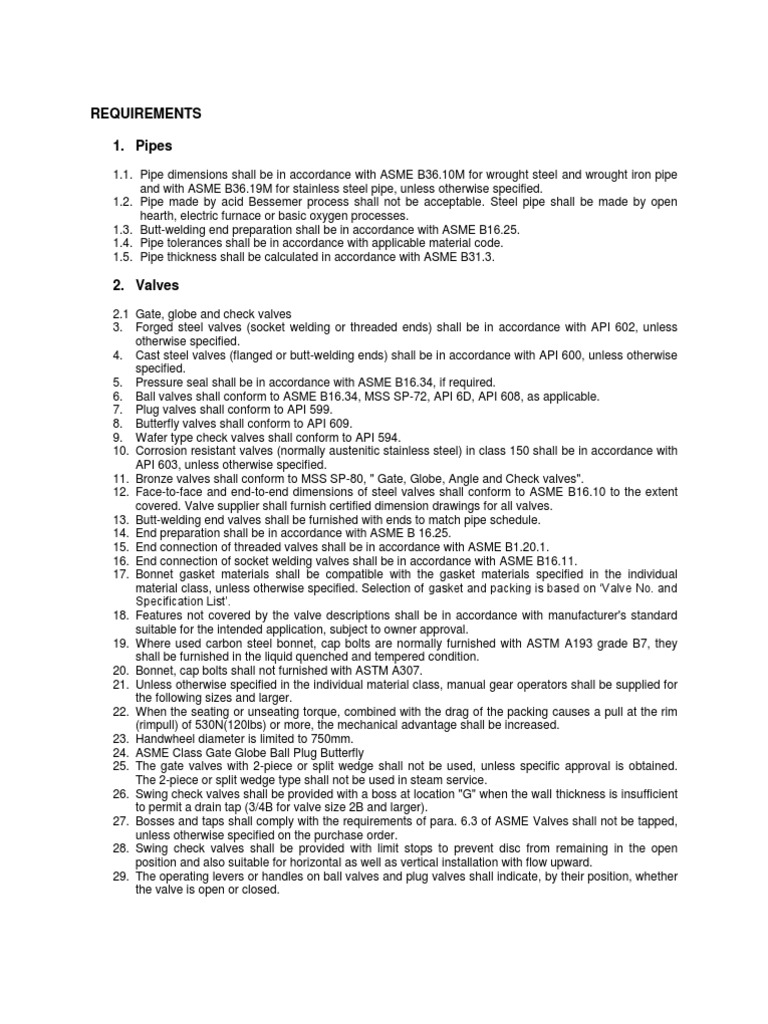 Piping Material Standards | PDF | Pipe (Fluid Conveyance) | Valve