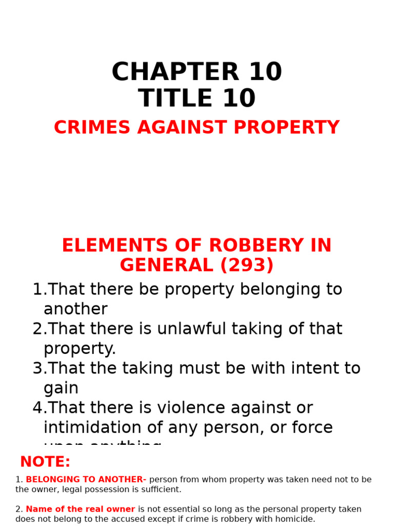 Elements of Robbery and Related Crimes | PDF | Robbery | Theft