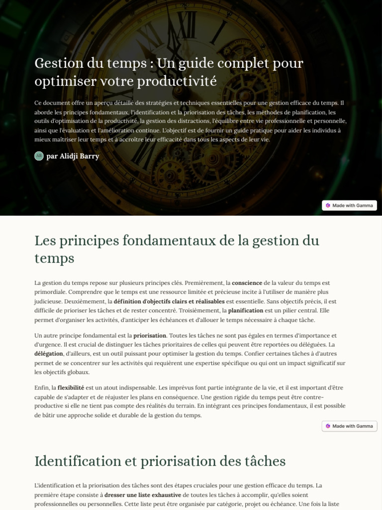 Guide complet de gestion du temps | PDF | Planification | Gestion du temps