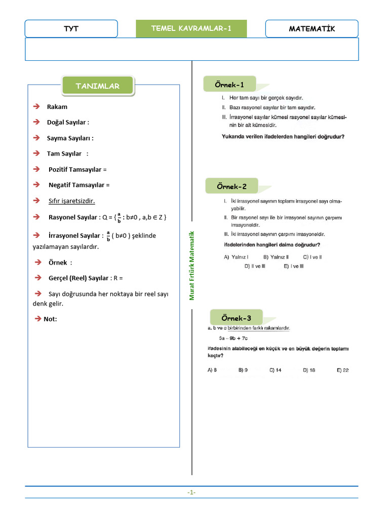 Temel Kavramlar 1 | PDF