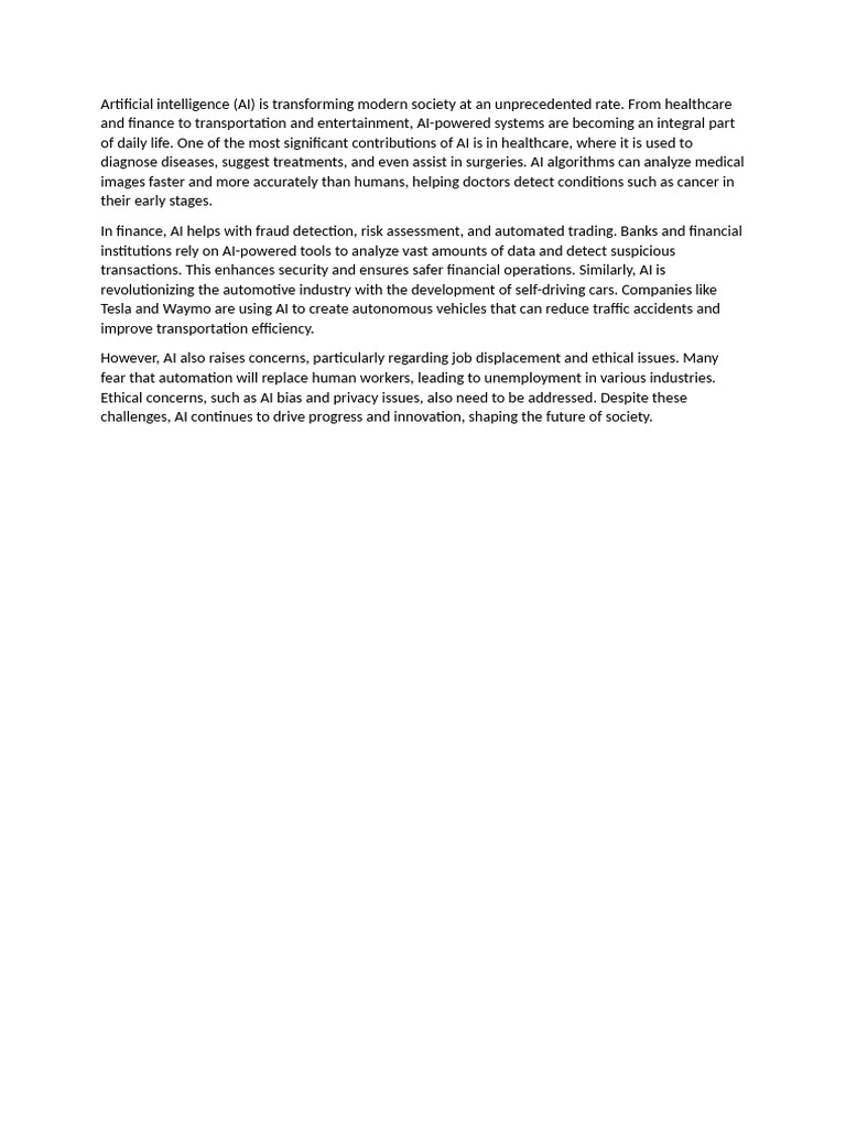 The Role of Artificial Intelligence in Modern Society | PDF