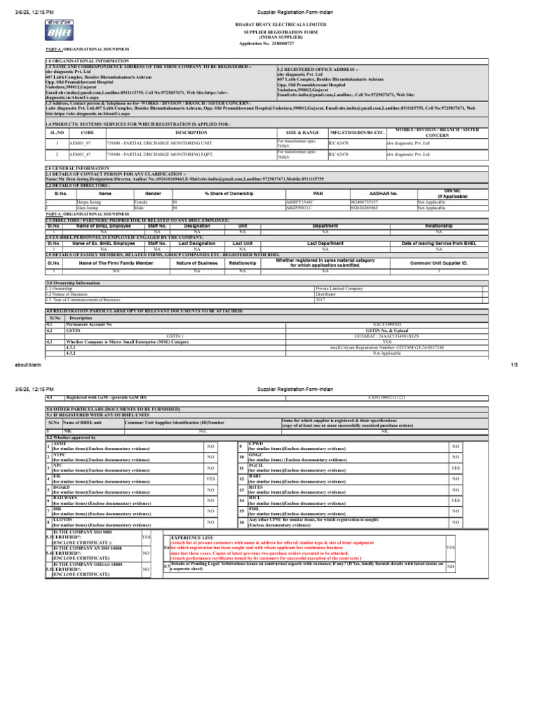 BHEL Supplier Registration Form | PDF | Calibration | Nondestructive ...