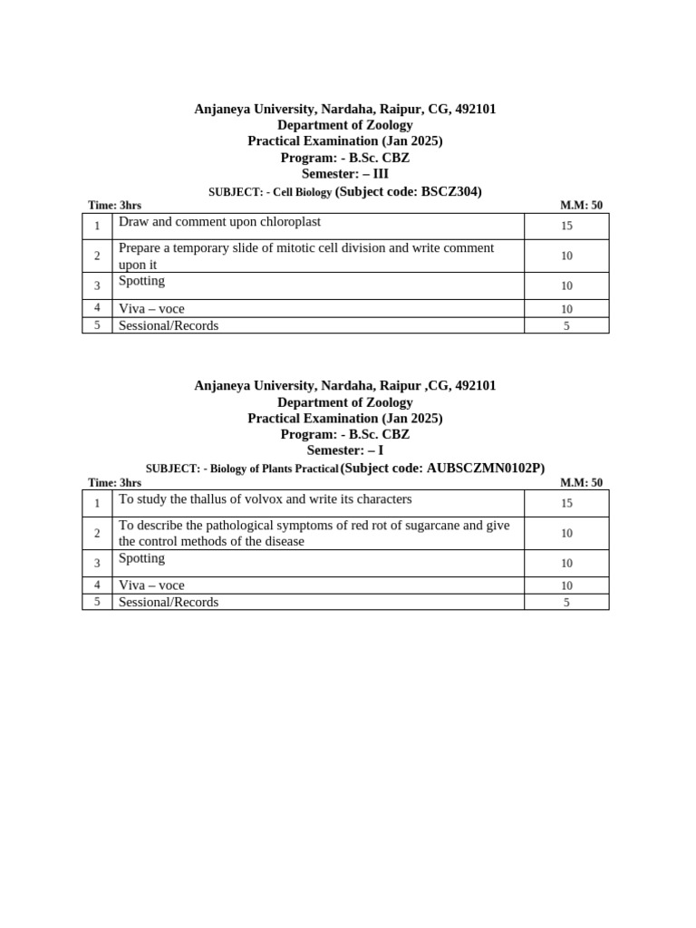 Botany Practical Format | PDF