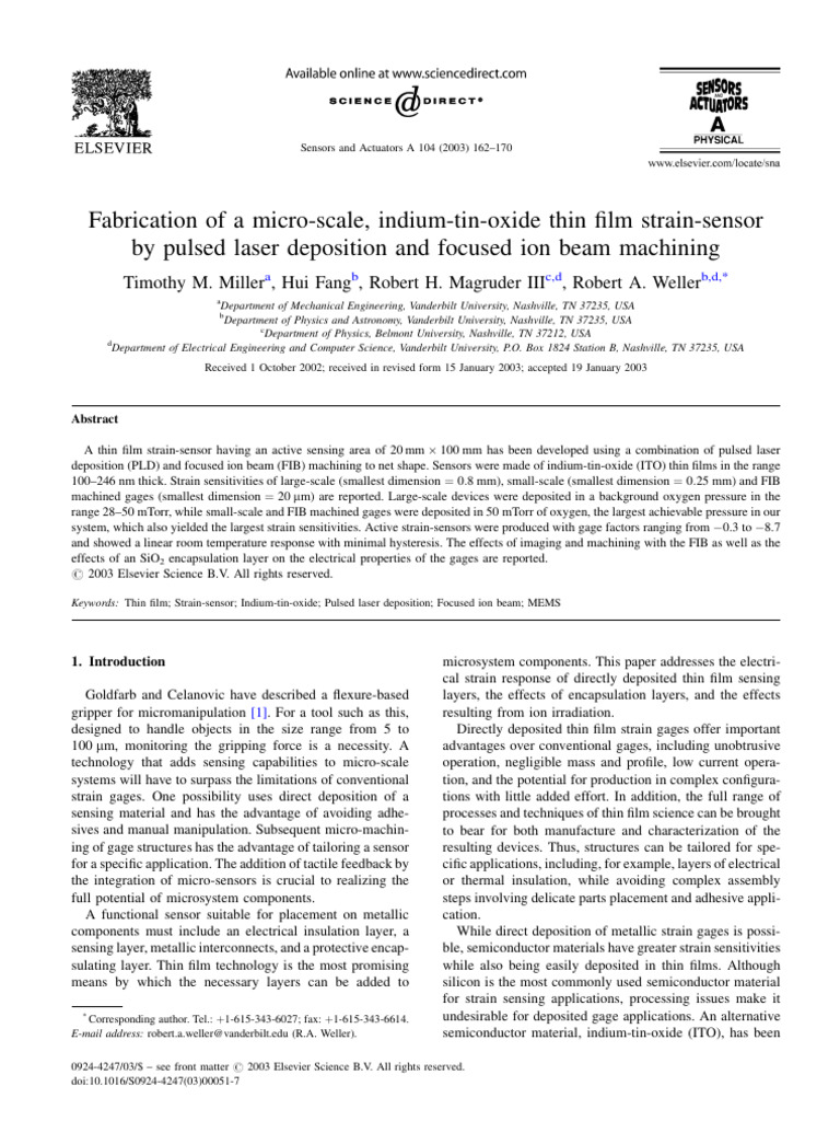 ITO Thin Film Strain Sensor Fabrication | PDF | Thin Film | Electrical ...