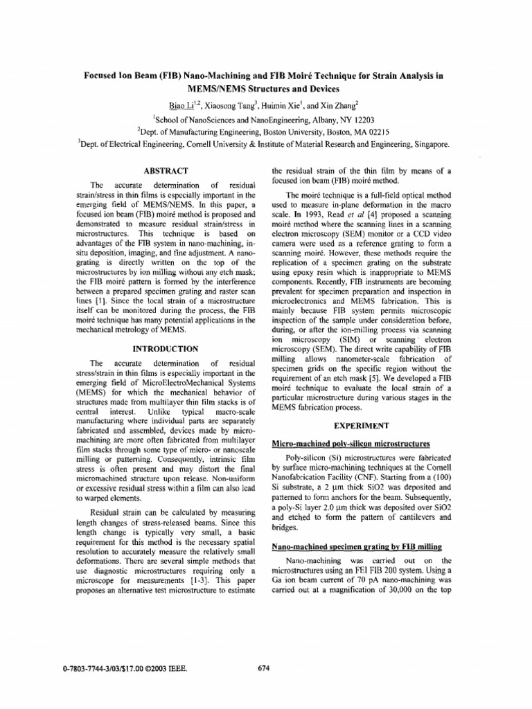FIB Moire Technique for Strain Analysis | PDF | Scanning Electron ...