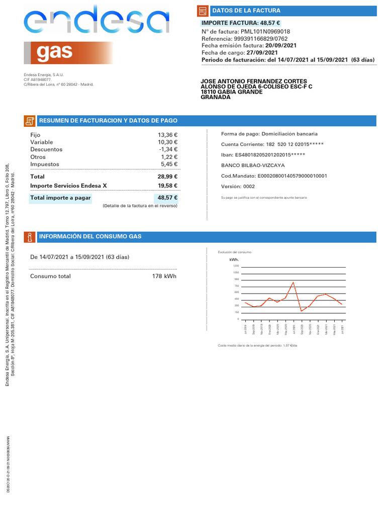 Factura de Gas y Servicios Endesa | PDF | Factura