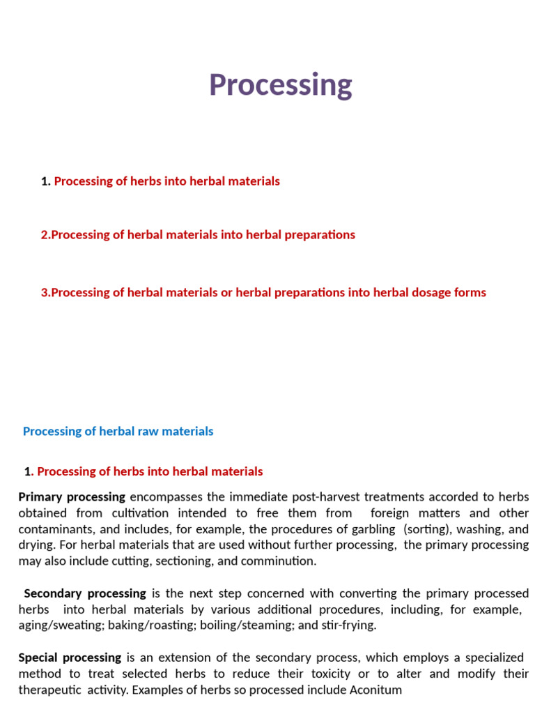 Herbal Processing Techniques Overview | PDF | Tablet (Pharmacy ...