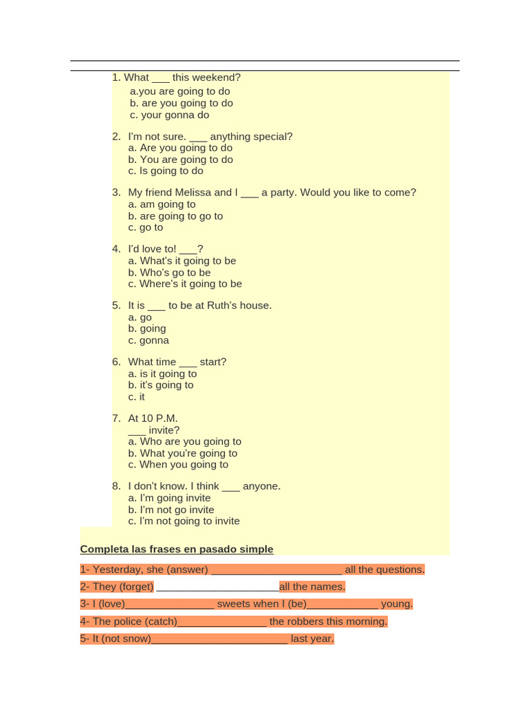 Repaso Final Ingles 6 Primaria | PDF