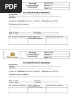 Demande - D - Autorisation - de - Sortie - FORMULAIRE | PDF