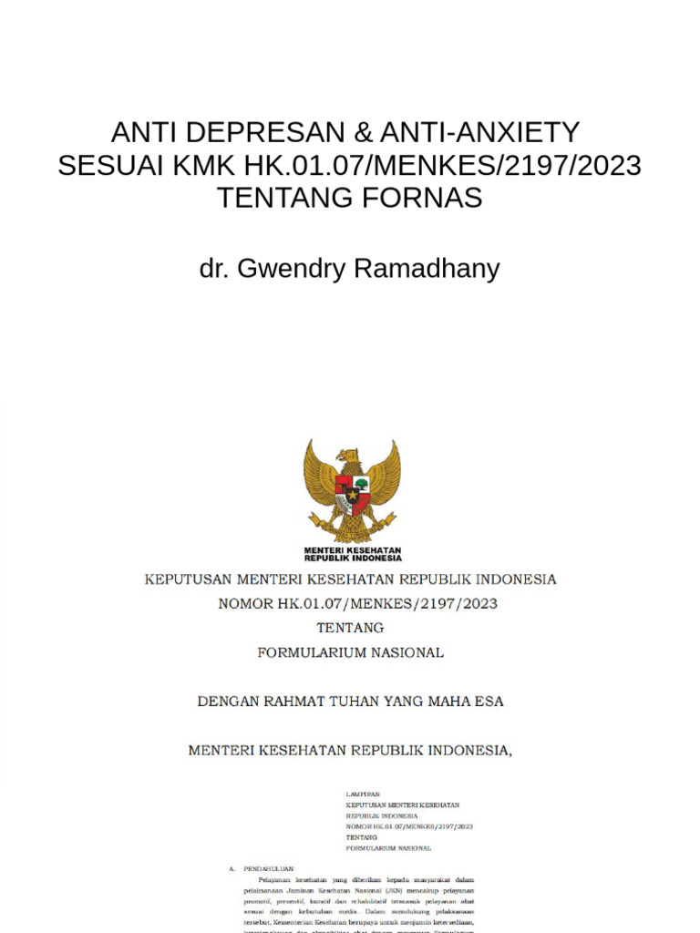 Anti Depresan & Anti-Anxiety Sesuai KMK Hk.01.07 - Menkes - 2197 - 2023 ...