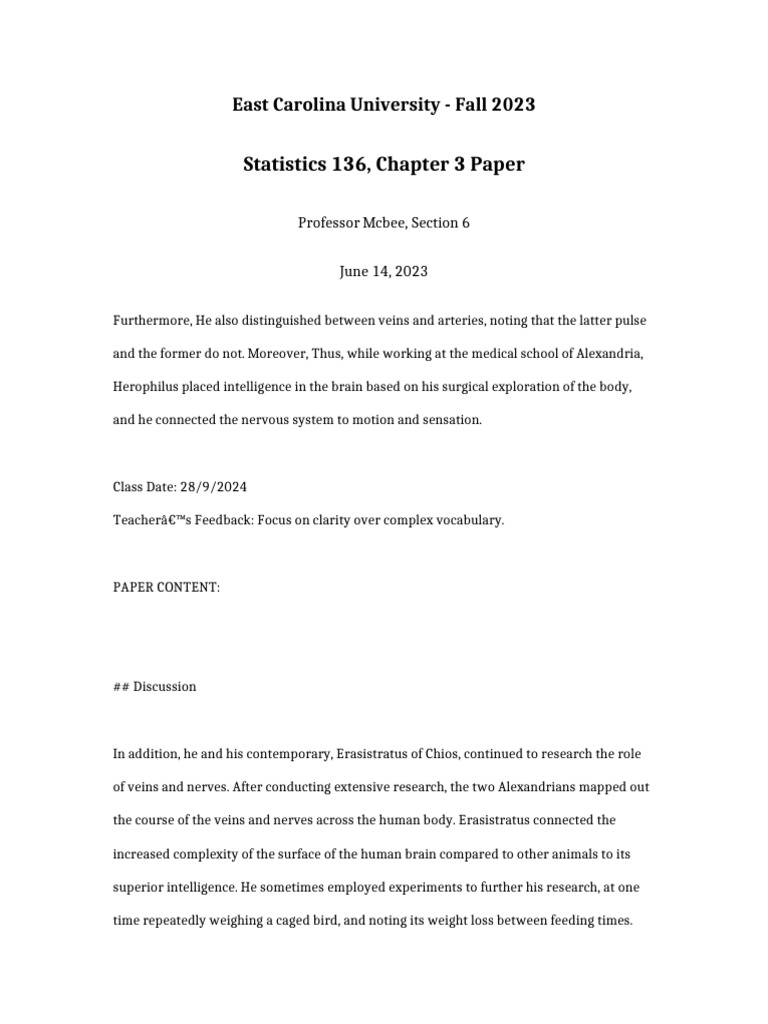 Statistics 136 Chapter 3 Paper | PDF | Medicine