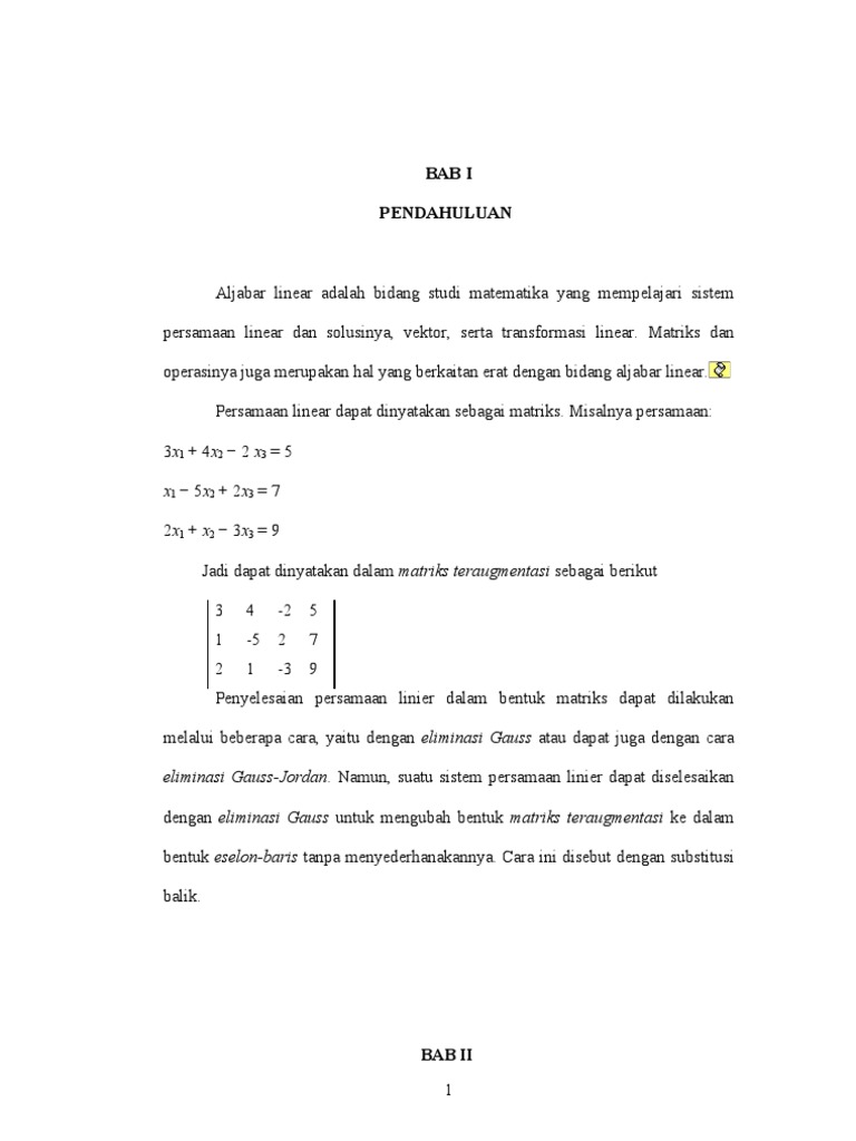 Aljabar Linear dan Matriks Dasar | PDF | Metode & Bahan Ajar
