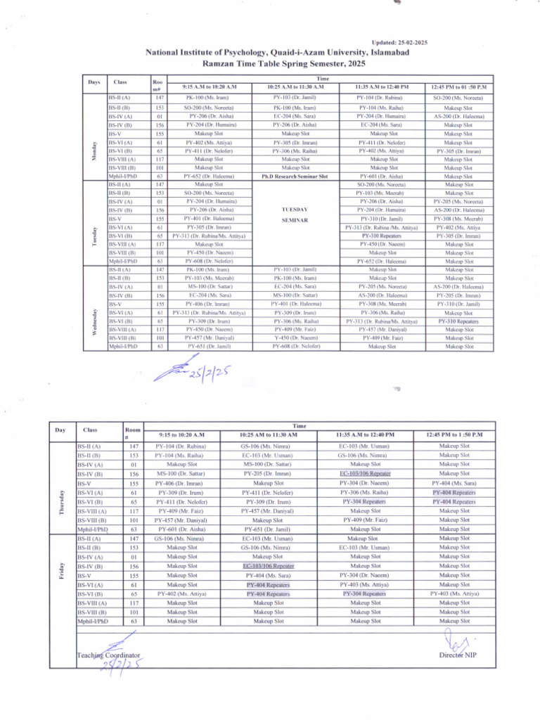 Timetable | PDF