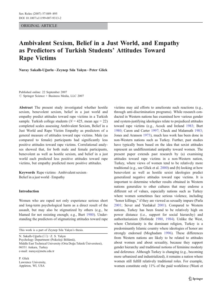 Sakalli Et Al 2007 | PDF | Sexism | Rape