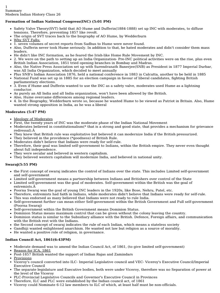 Modern Indian History Class 26 - 301222 | PDF | British Raj | Indian ...