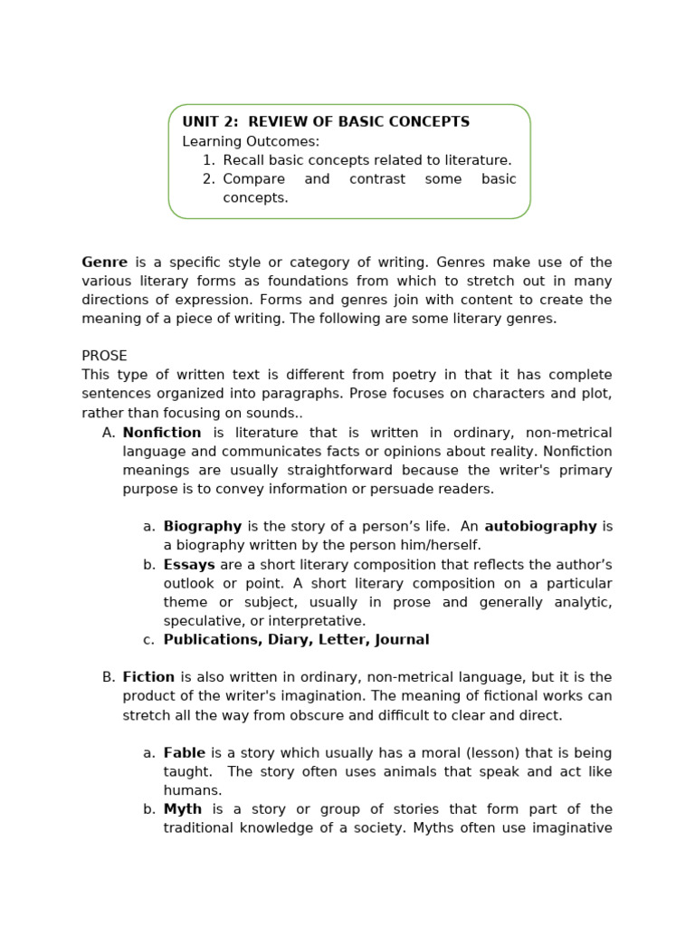 Overview of Literary Genres and Forms | PDF | Poetry | Narrative