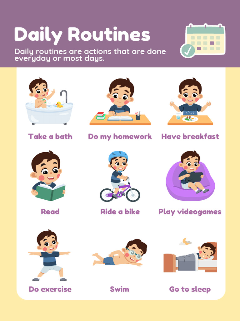 Colourful Illustrative Daily Routines | PDF