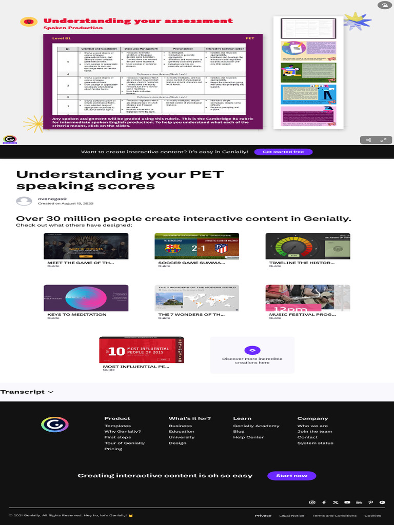 Understanding PET Speaking Scores | PDF | Educational Assessment And ...