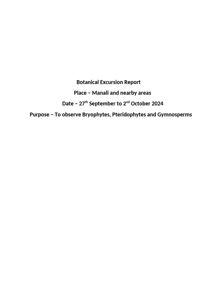 Botanical Excursion to Manali 2024 | PDF | Plants | Botany