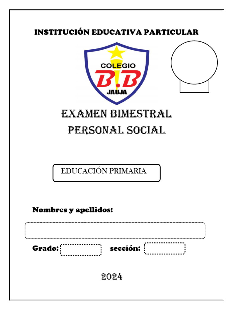 Examen Bimestral Personal Social | PDF | Perú | América del Sur