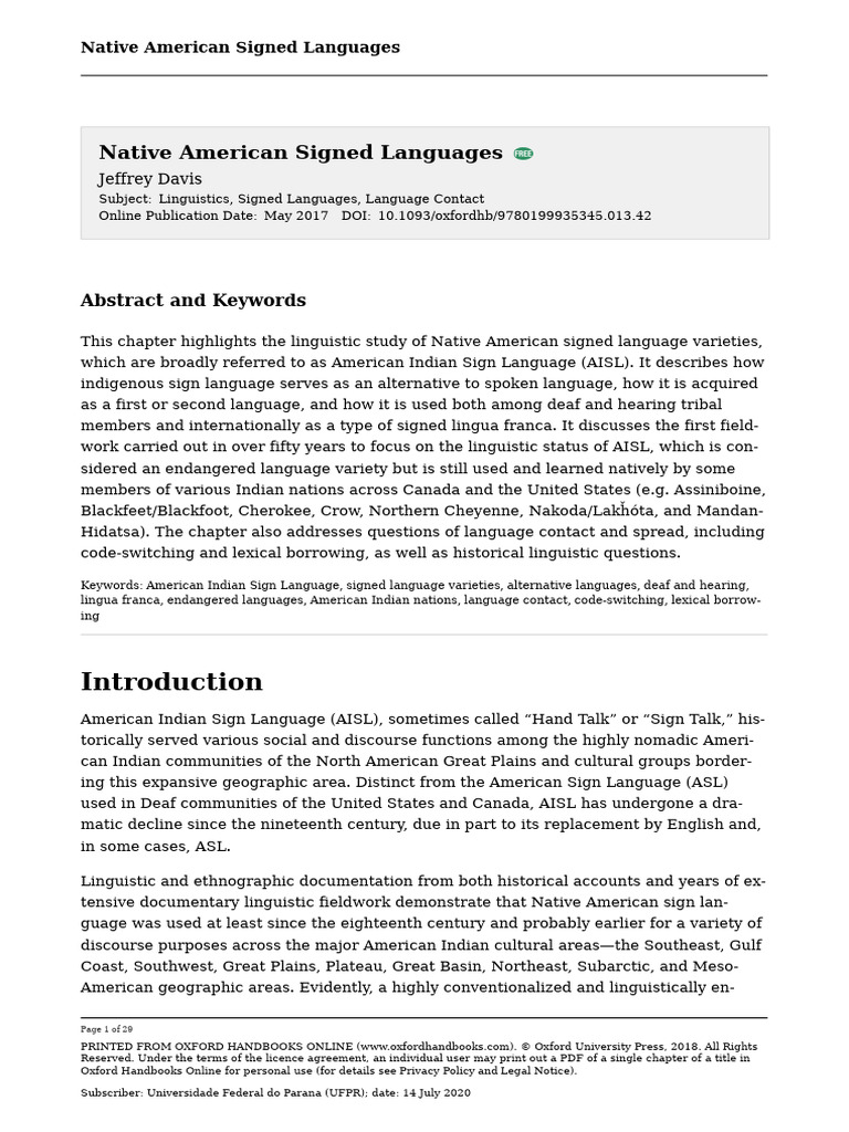 Overview of Native American Signed Languages | PDF | Sign Language ...