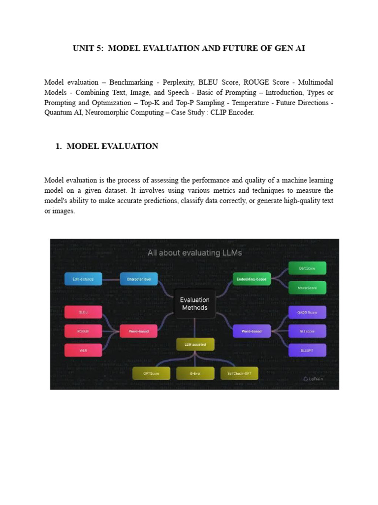 Unit 5 - MODEL EVALUATION AND FUTURE OF GEN AI Notes | PDF | Speech ...