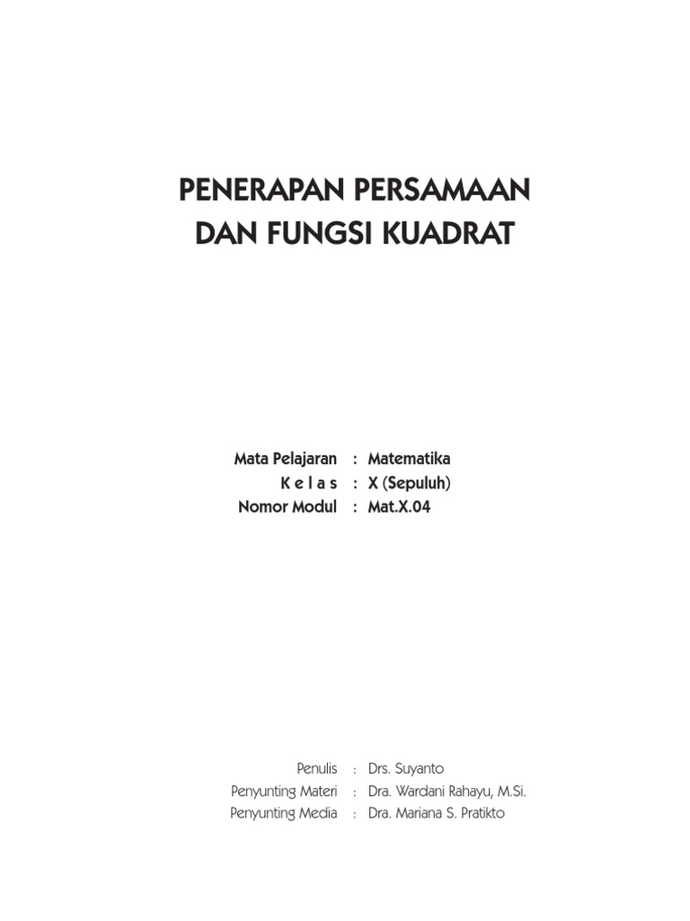 Penerapan Persamaan Dan Fungsi Kuadrat