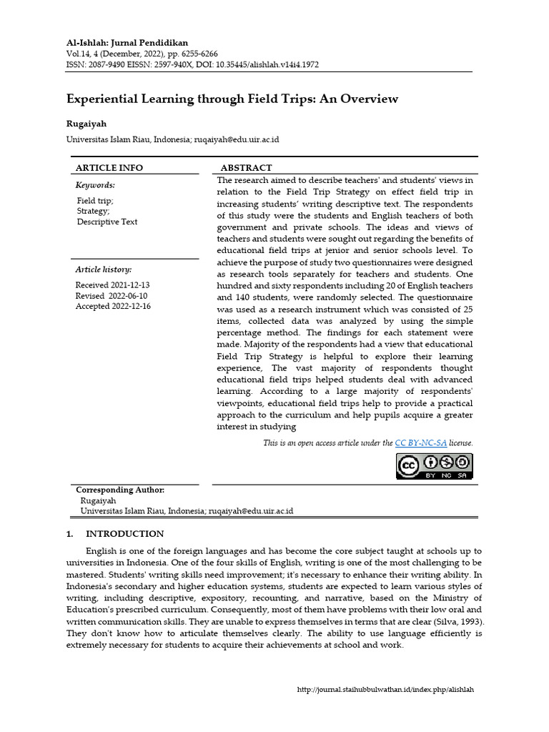 Experiential Learning Through Field Trips An Overv | PDF | Teachers ...