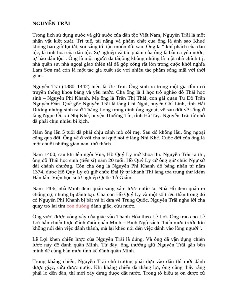 491557445 NGUYỄN TRAI | PDF