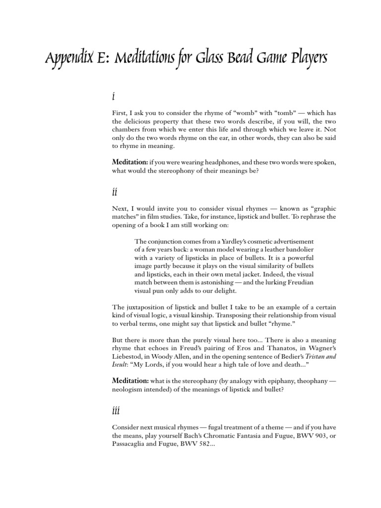 Meditations For Glass Bead Game Players PDF Nature