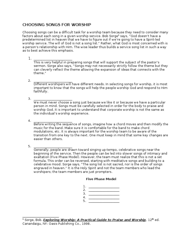 Selecting Worship Songs Effectively | PDF | Contemporary Worship Music ...