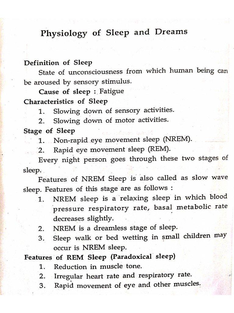 Physiology of Sleep and Dreams | PDF
