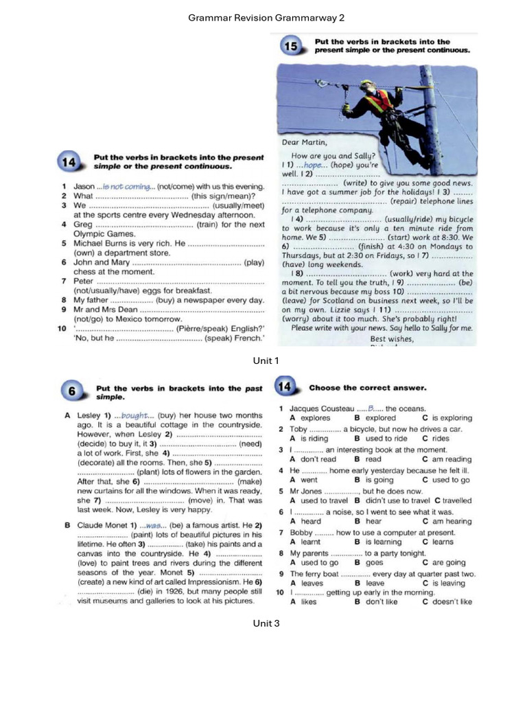 Grammar revision pet pdf