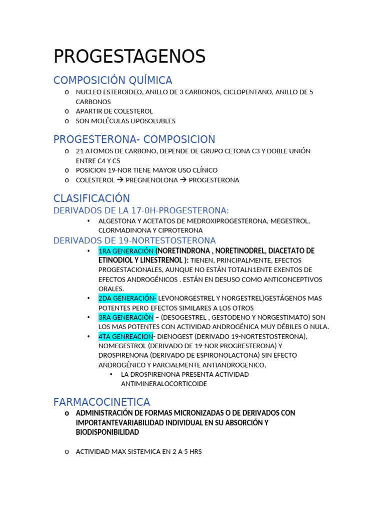 PROGESTAGENOS | PDF | Progesterona | Estradiol