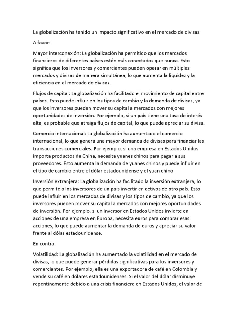 Impacto de la Globalización en Divisas | PDF | Mercado de divisas ...