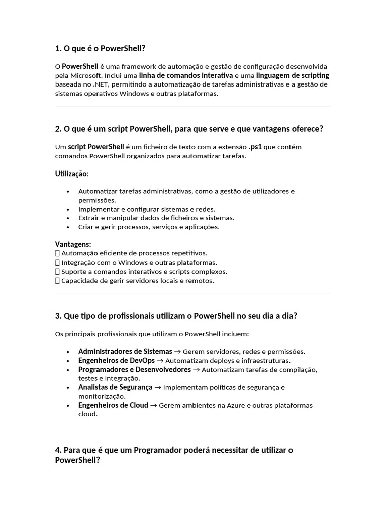 Introdução ao PowerShell e seus usos | PDF | Linguagem de script ...