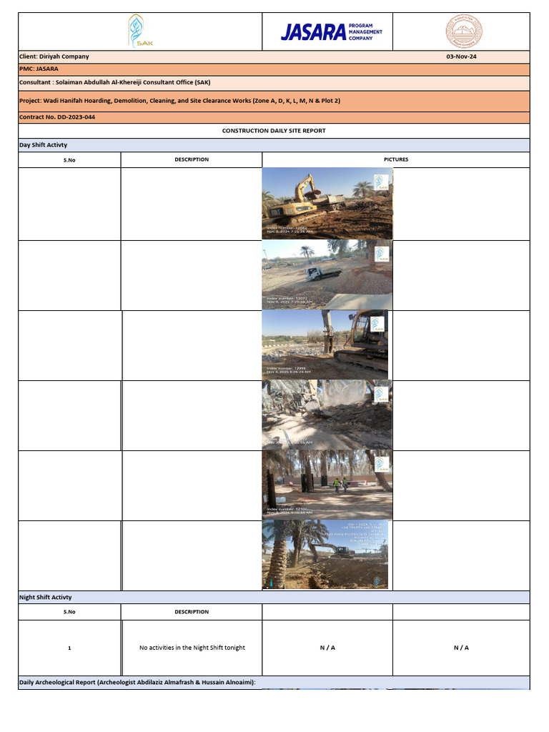 Wadi Hanifah Demolition Progress Report | PDF | Construction Equipment ...