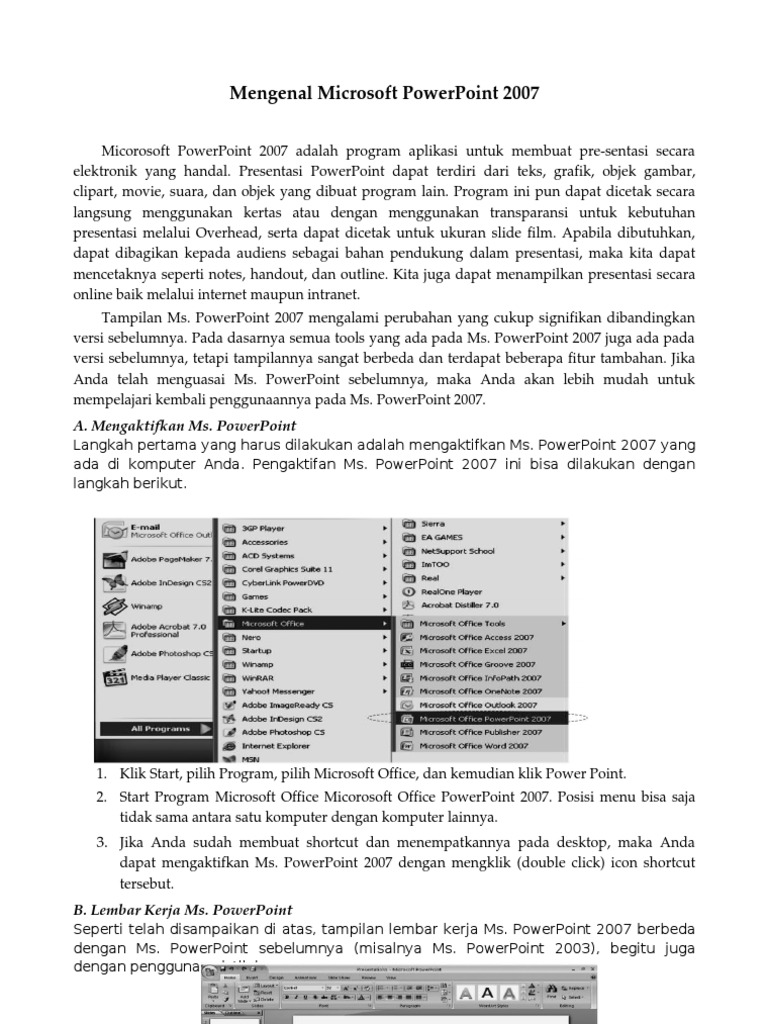 Mengenal Microsoft Power Point 2007 | PDF