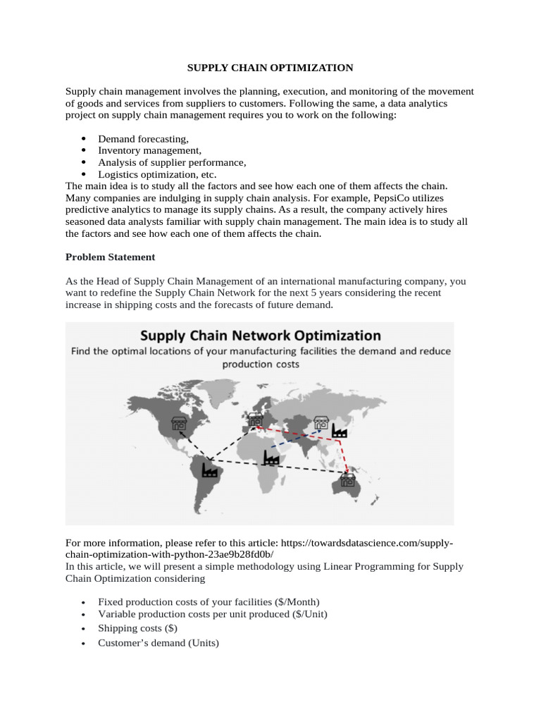 Supply Chain Optimization | PDF