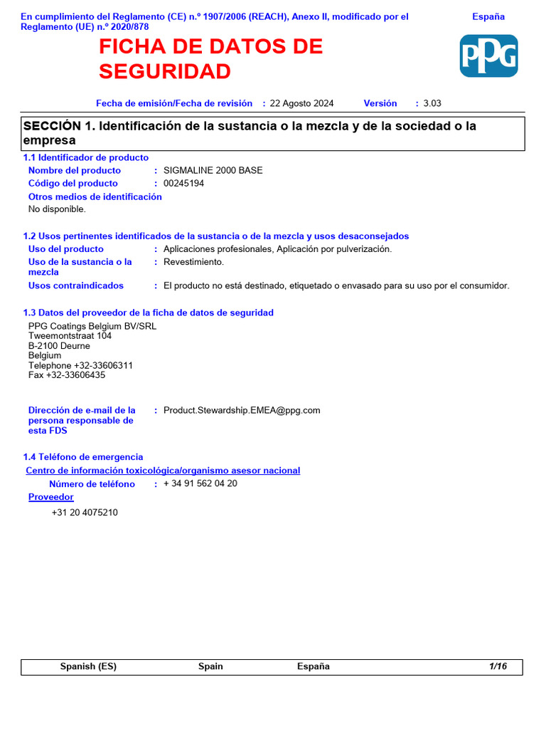 Fds Sigmaline 2000 Base 05 Feb | PDF | Residuos | Gestión de residuos