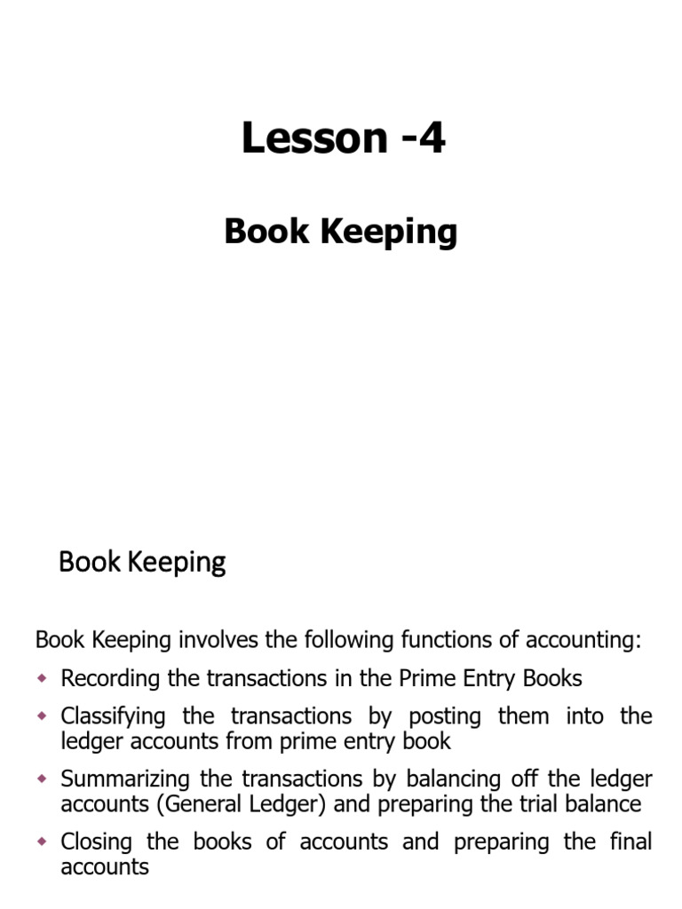 ACF 1013 Lesson 04 Book Keeping | PDF | Bookkeeping | Debits And Credits